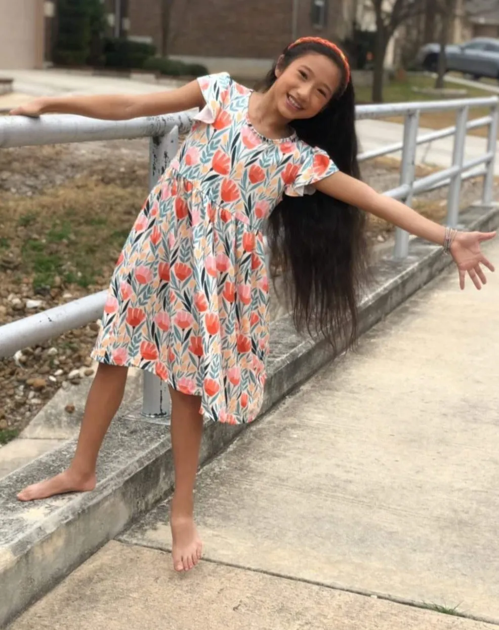 Adorable Sweetness - Coral Flower Flutter Dress