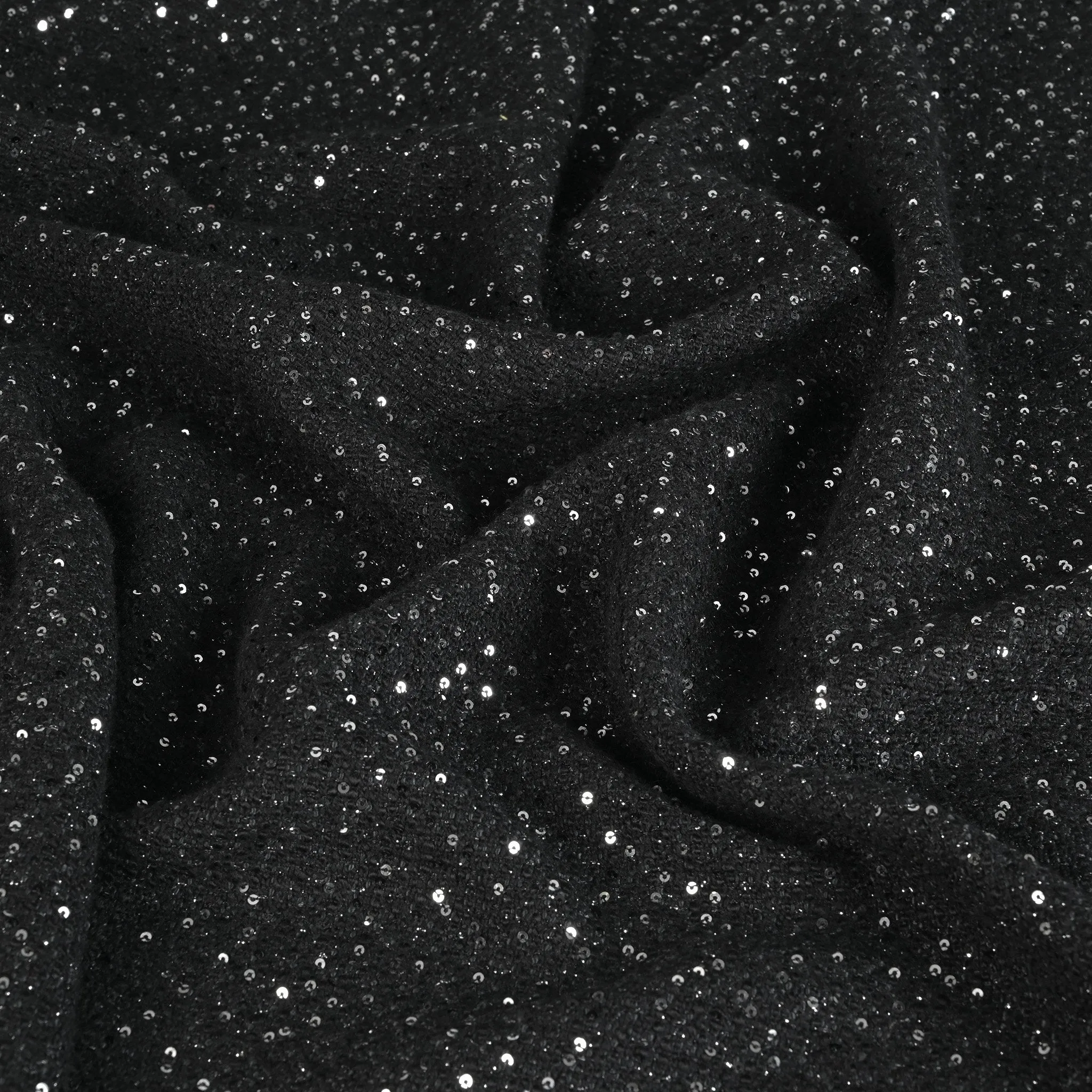 Black Shiny Tweed Fabric 6513