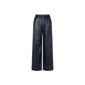 Black Super Soft  Logo Faux Leather Trousers