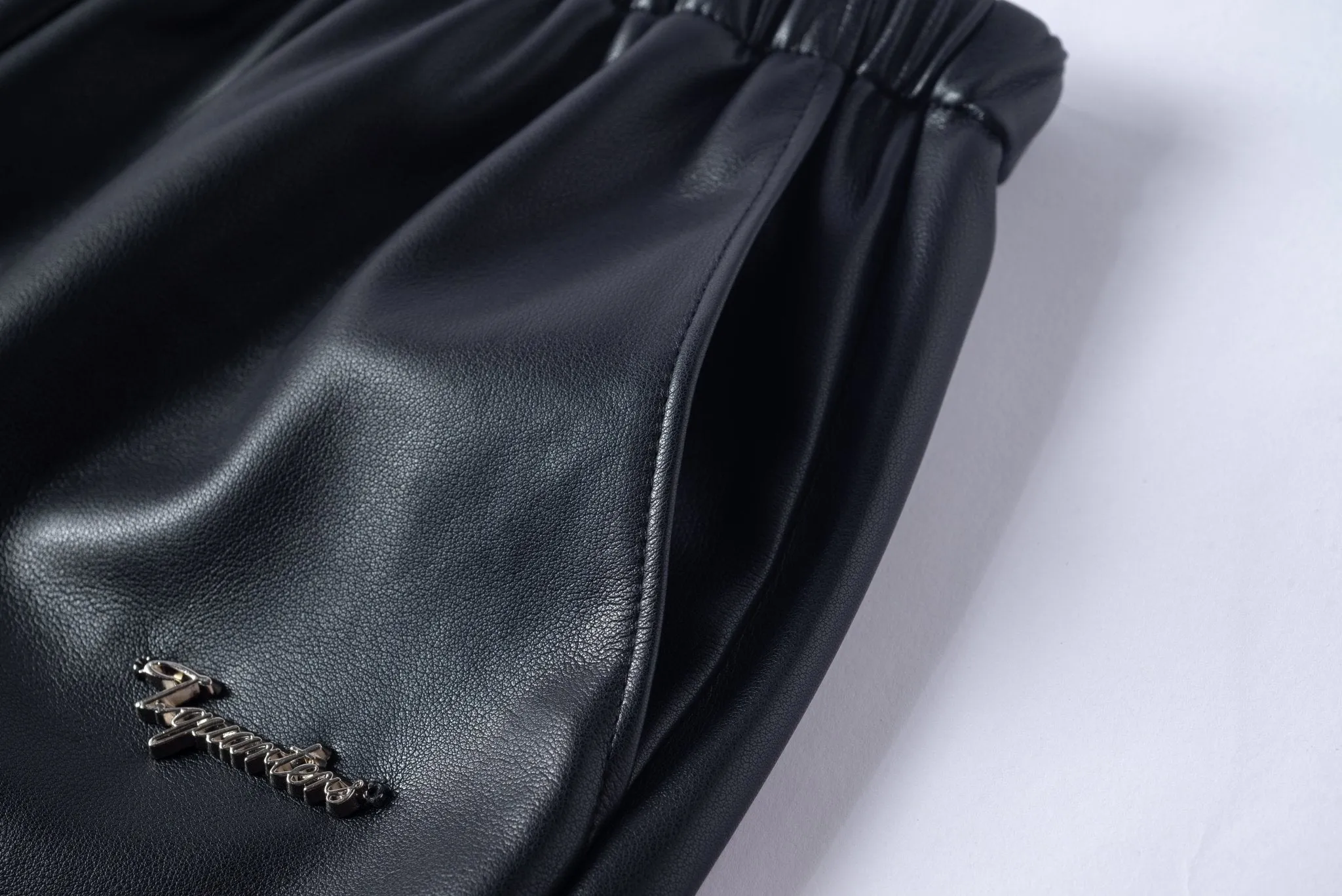 Black Super Soft  Logo Faux Leather Trousers