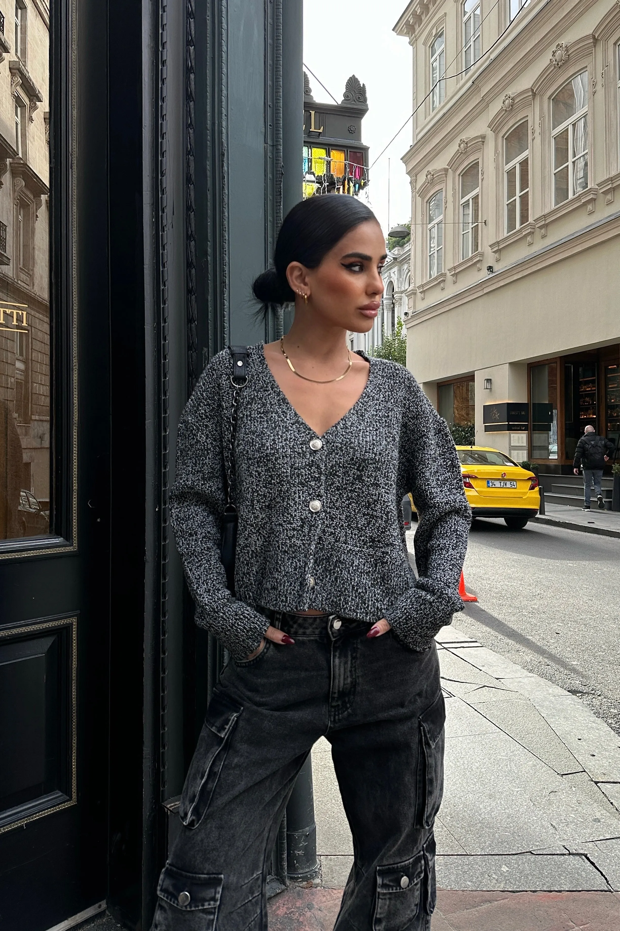 Button Up Baggy B&W Cardigan