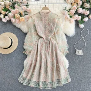 Celebrity Spring Sweet Girl Embroidery Lace Trendy Women's Dress
