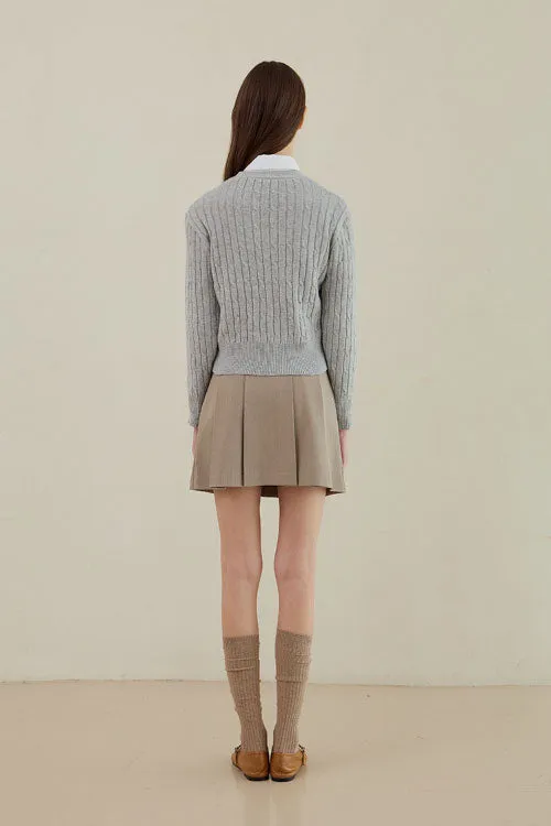 Daily Classic Cable Cardigan (Grey)