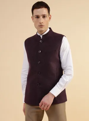 Dark Mauve Tweed Nehru Jacket