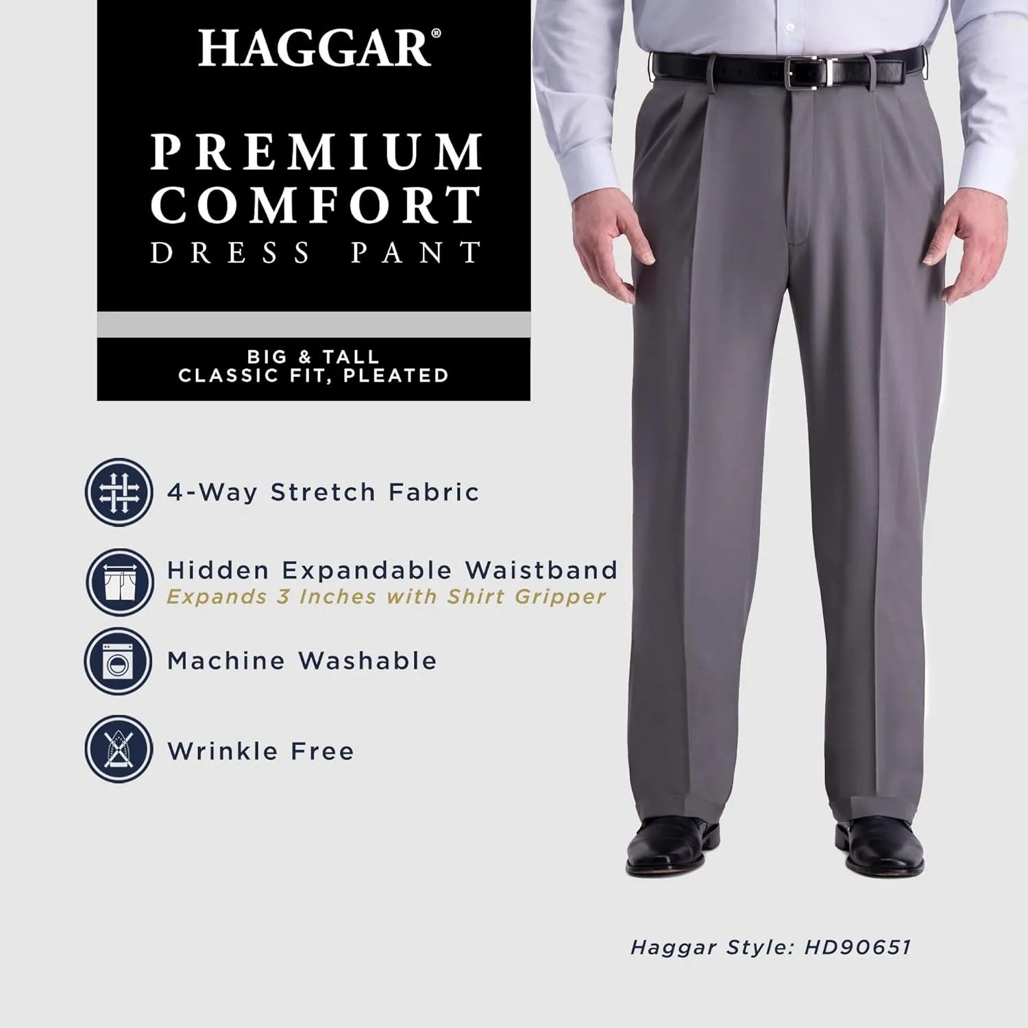 Haggar Men's Premium Comfort Classic Fit Pleat Front Dress Pant (Regular And Big & Tall Sizes)