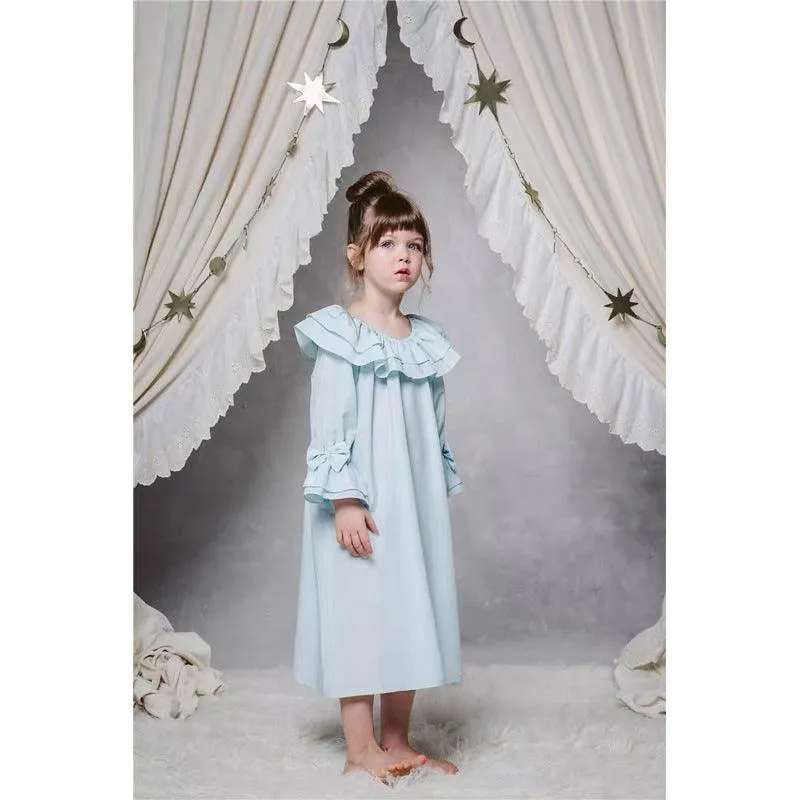Homewear Girls' Nine-Sleeve Home Dresses With  Silk Nightdress