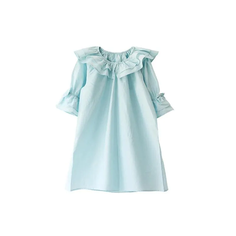 Homewear Girls' Nine-Sleeve Home Dresses With  Silk Nightdress