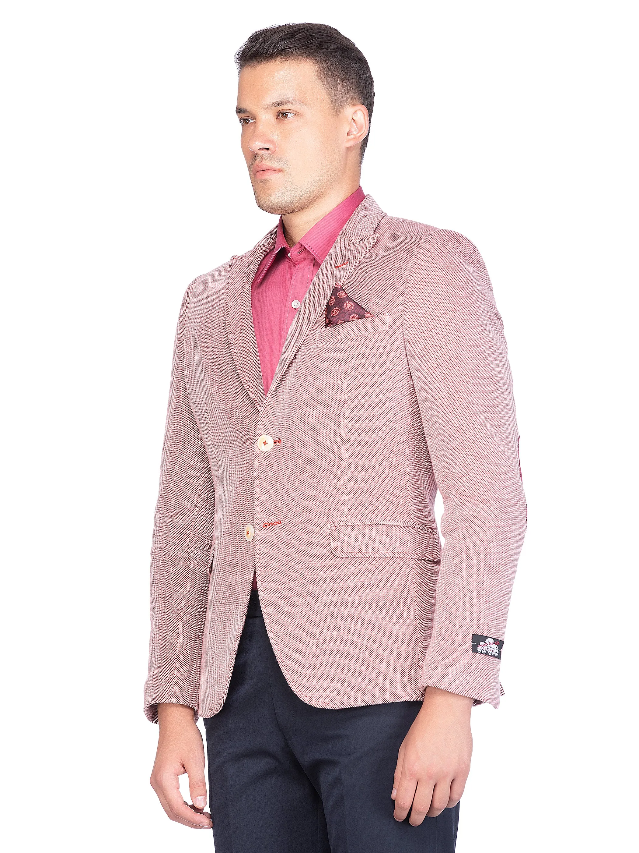 Maroon Knit Peak Collar Jacket