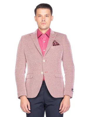 Maroon Knit Peak Collar Jacket