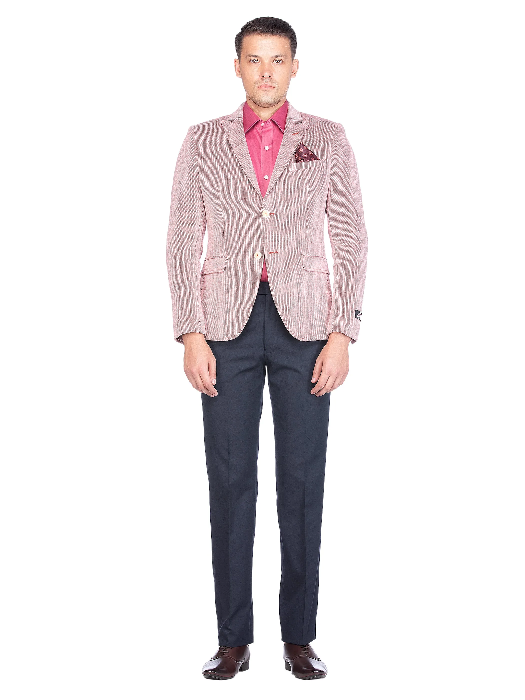 Maroon Knit Peak Collar Jacket