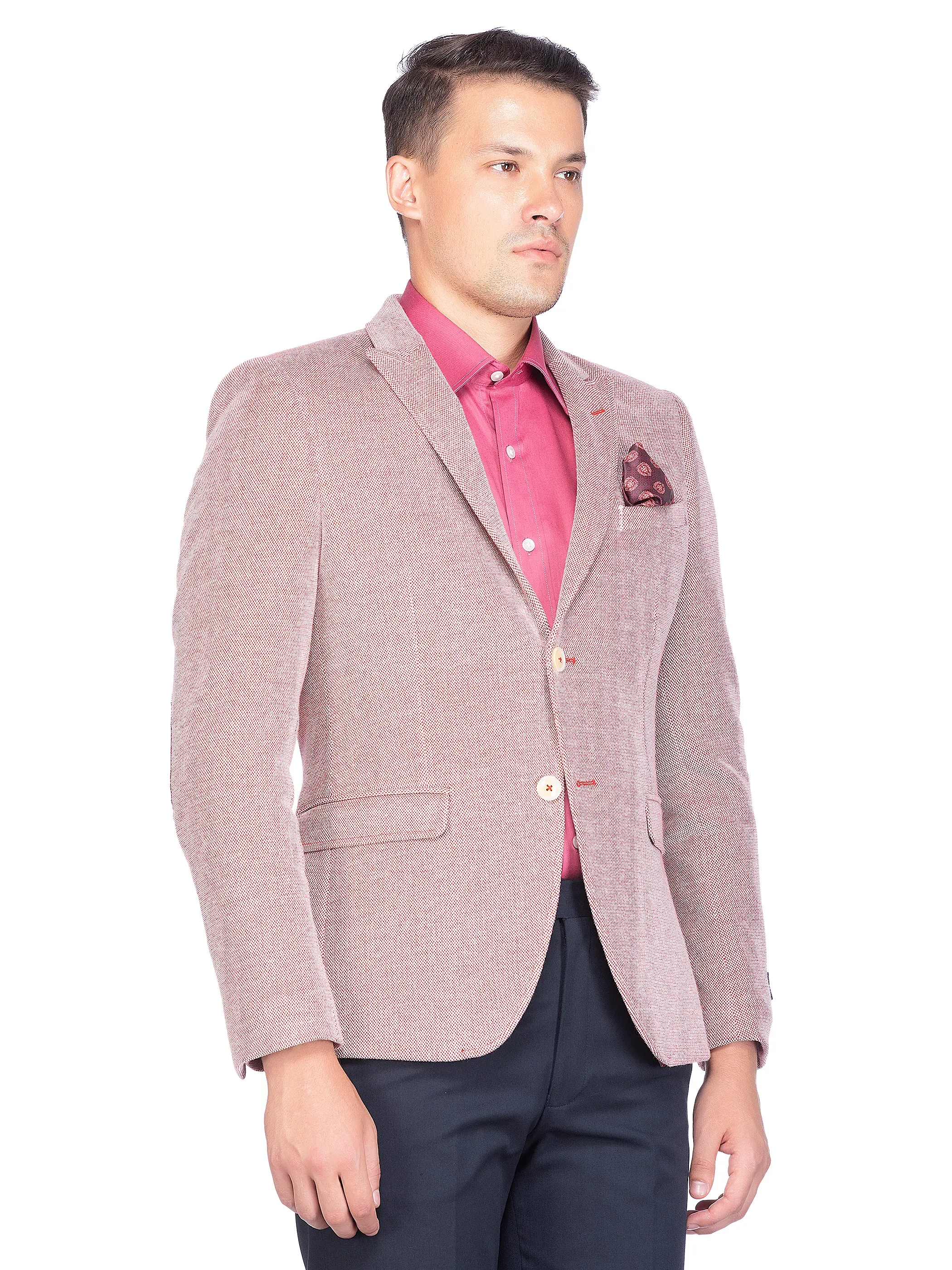Maroon Knit Peak Collar Jacket