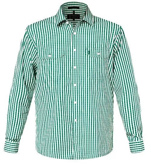 Men's Front Flap Dual Pocket, Classic Fit, Long Sleeve Check Shirt