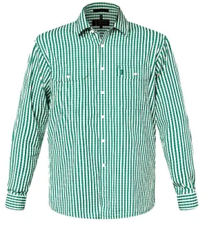 Men's Front Flap Dual Pocket, Classic Fit, Long Sleeve Check Shirt