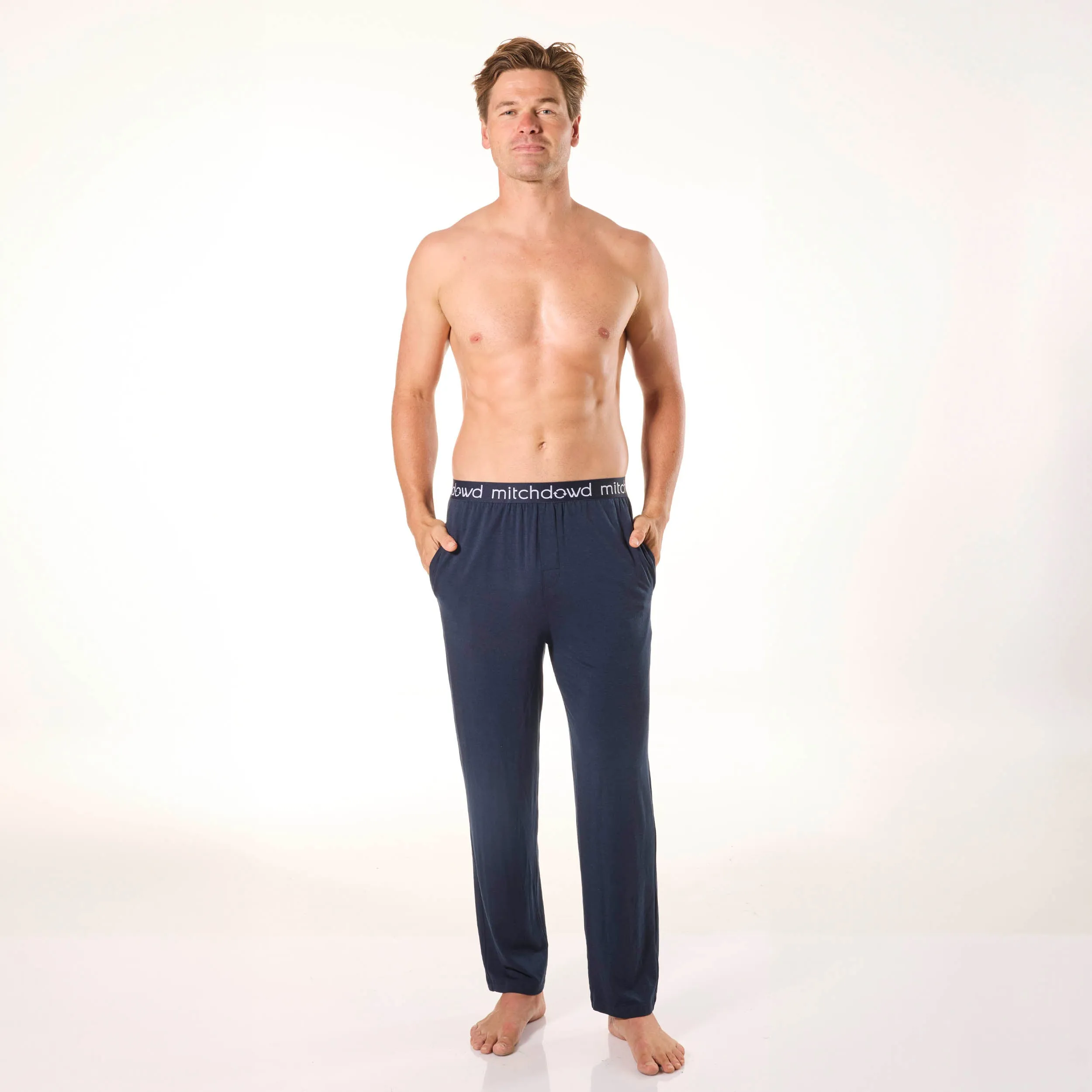 Mens Soft Bamboo Knit Sleep Pants - Navy