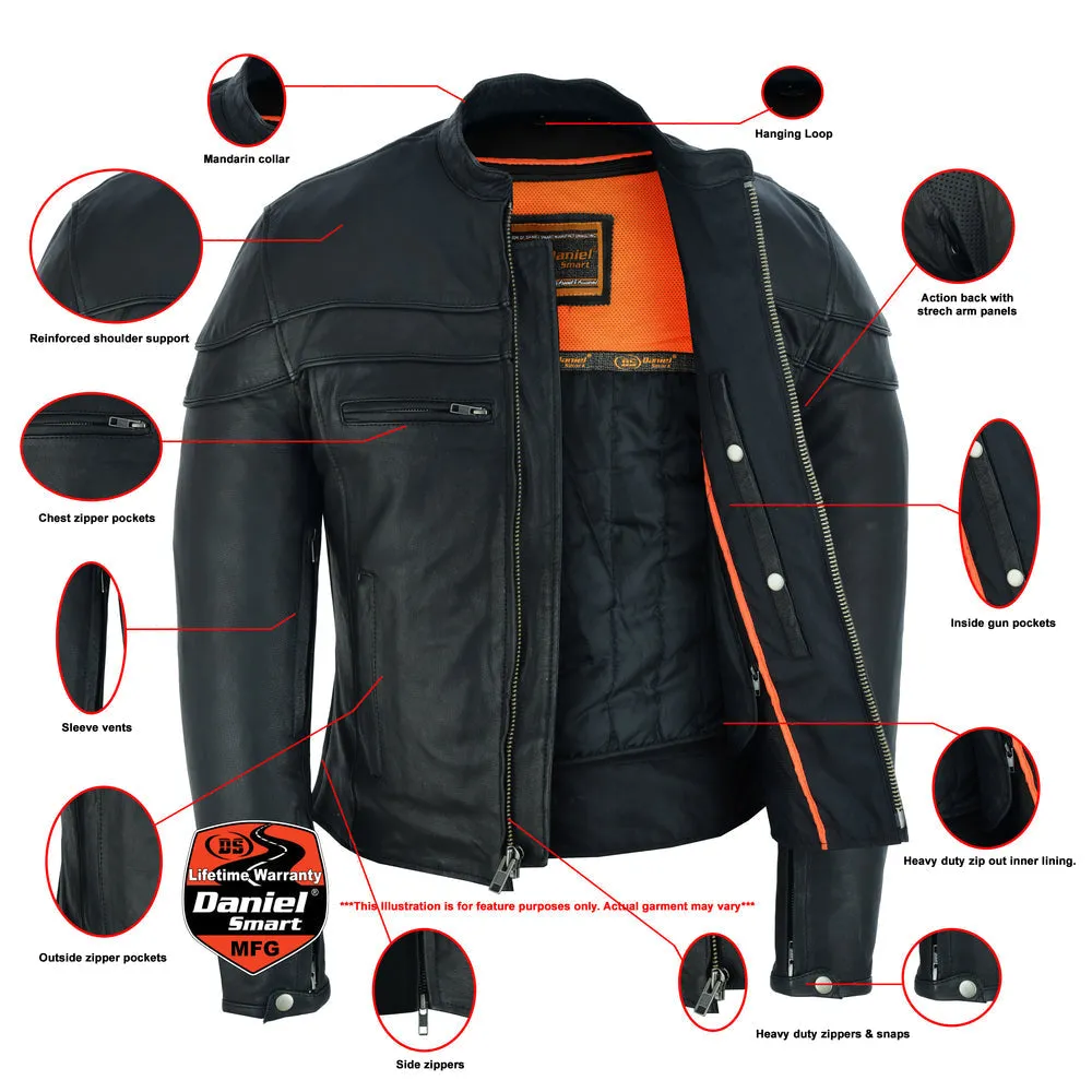 Men’s Sporty Scooter  Leather Jacket - Tall Fits
