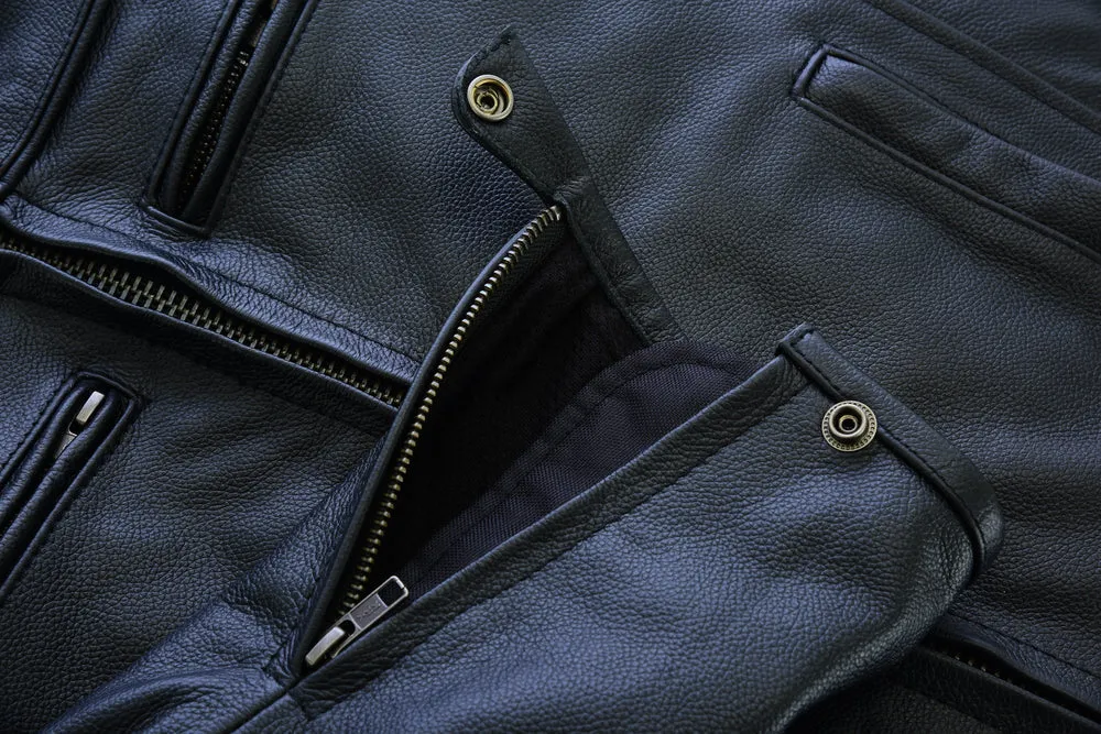 Men’s Sporty Scooter  Leather Jacket - Tall Fits