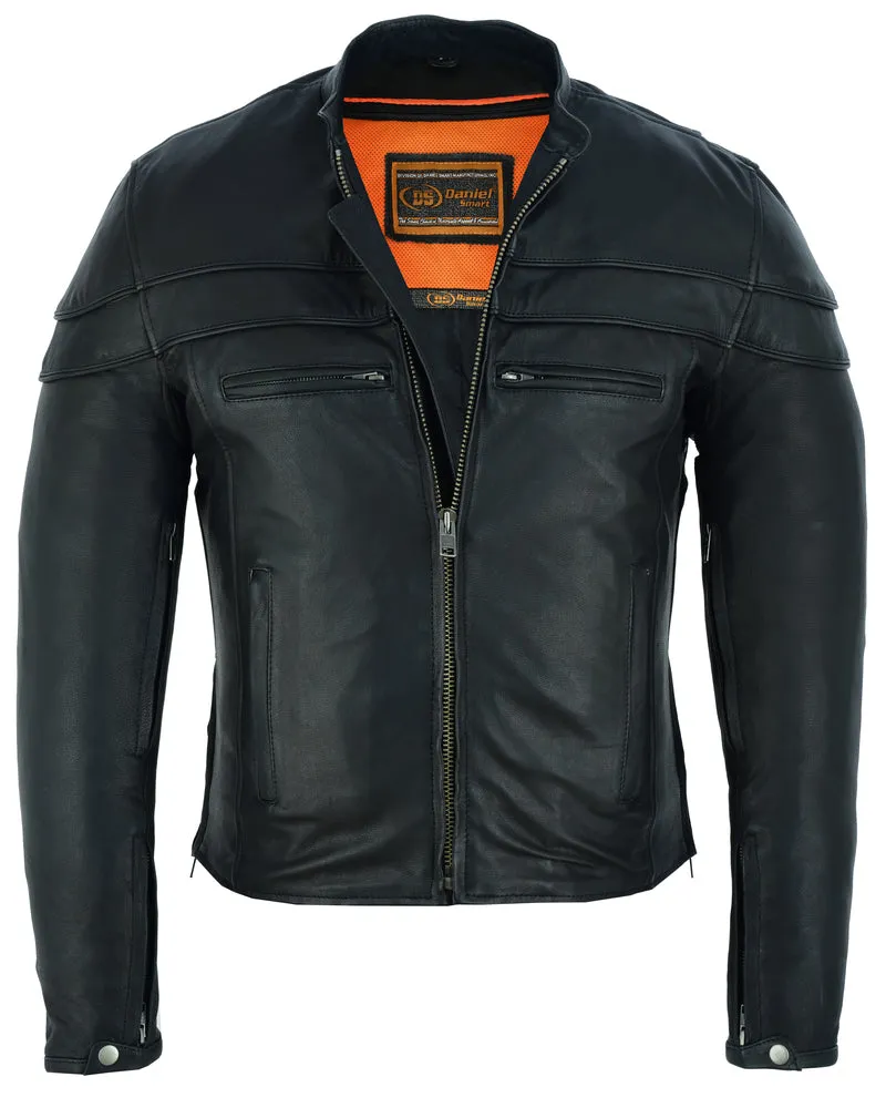 Men’s Sporty Scooter  Leather Jacket - Tall Fits