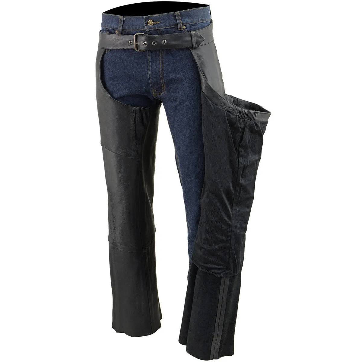 Milwaukee Leather Chaps for Men's Black Vented Premium Leather
