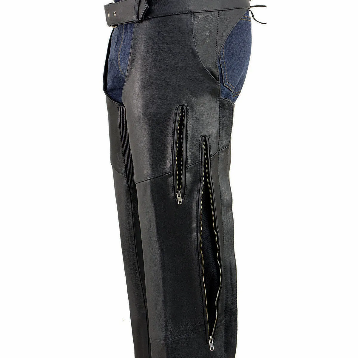 Milwaukee Leather Chaps for Men's Black Vented Premium Leather