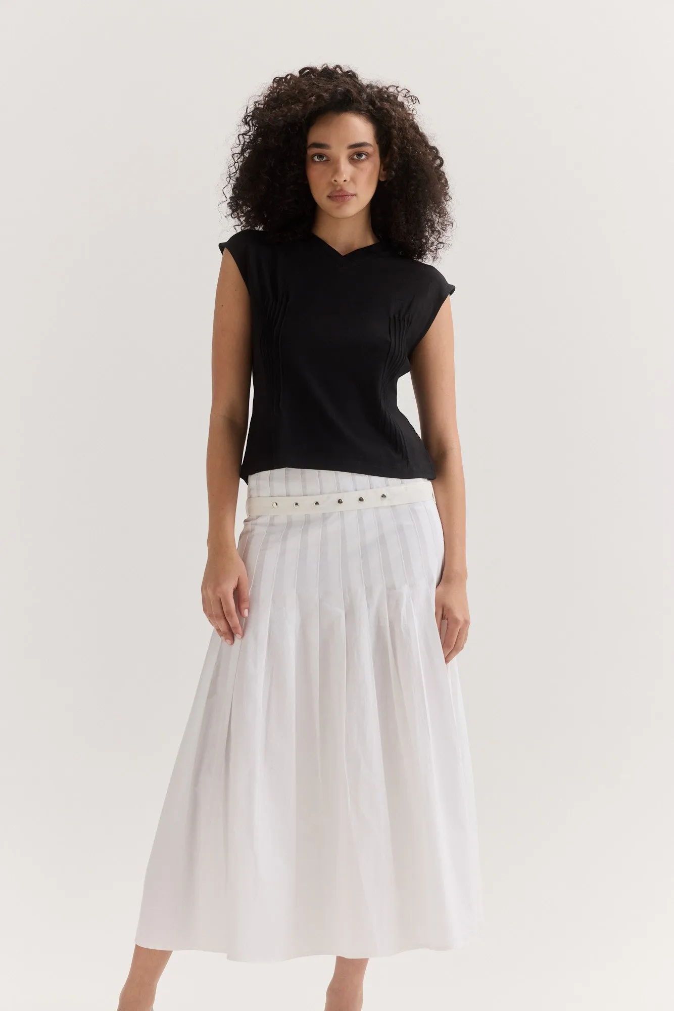 Muse Clio Pintuck Tee // Black