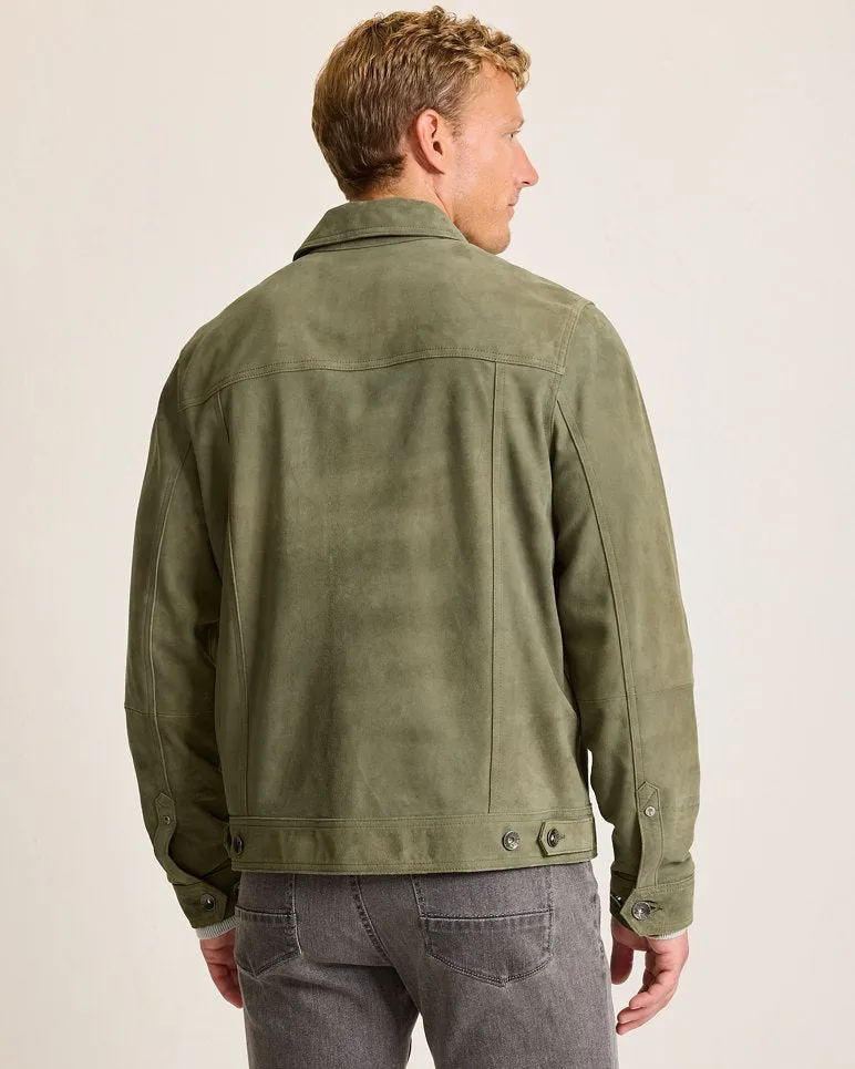 Pine Lake Suede Trucker Jacket - Beetle Green