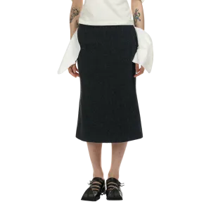 Pocket-Out Wool Skirt in Charcoal
