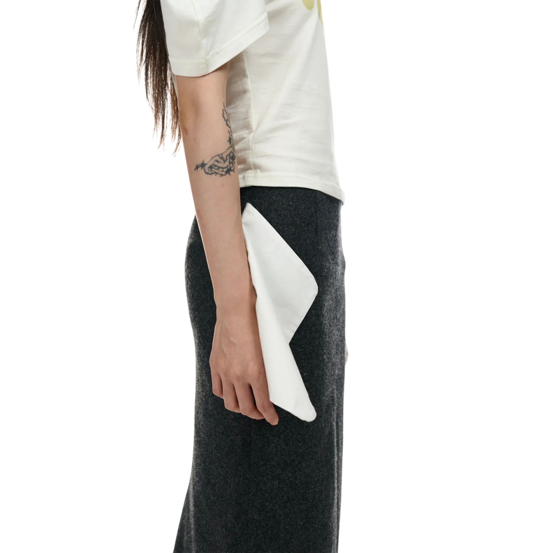 Pocket-Out Wool Skirt in Charcoal