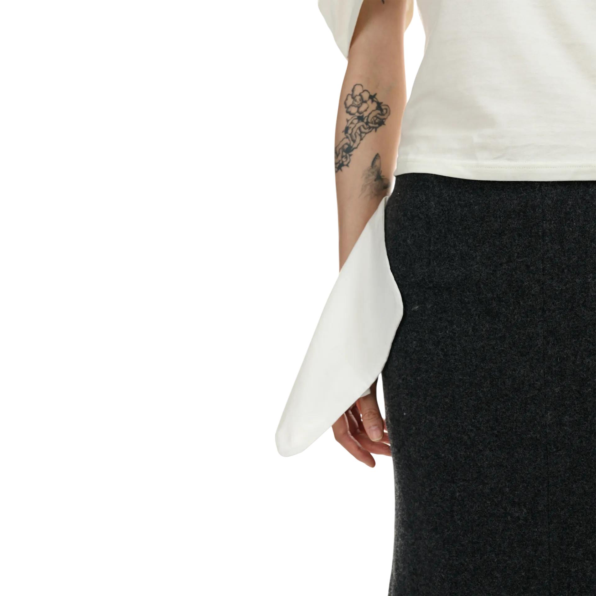 Pocket-Out Wool Skirt in Charcoal