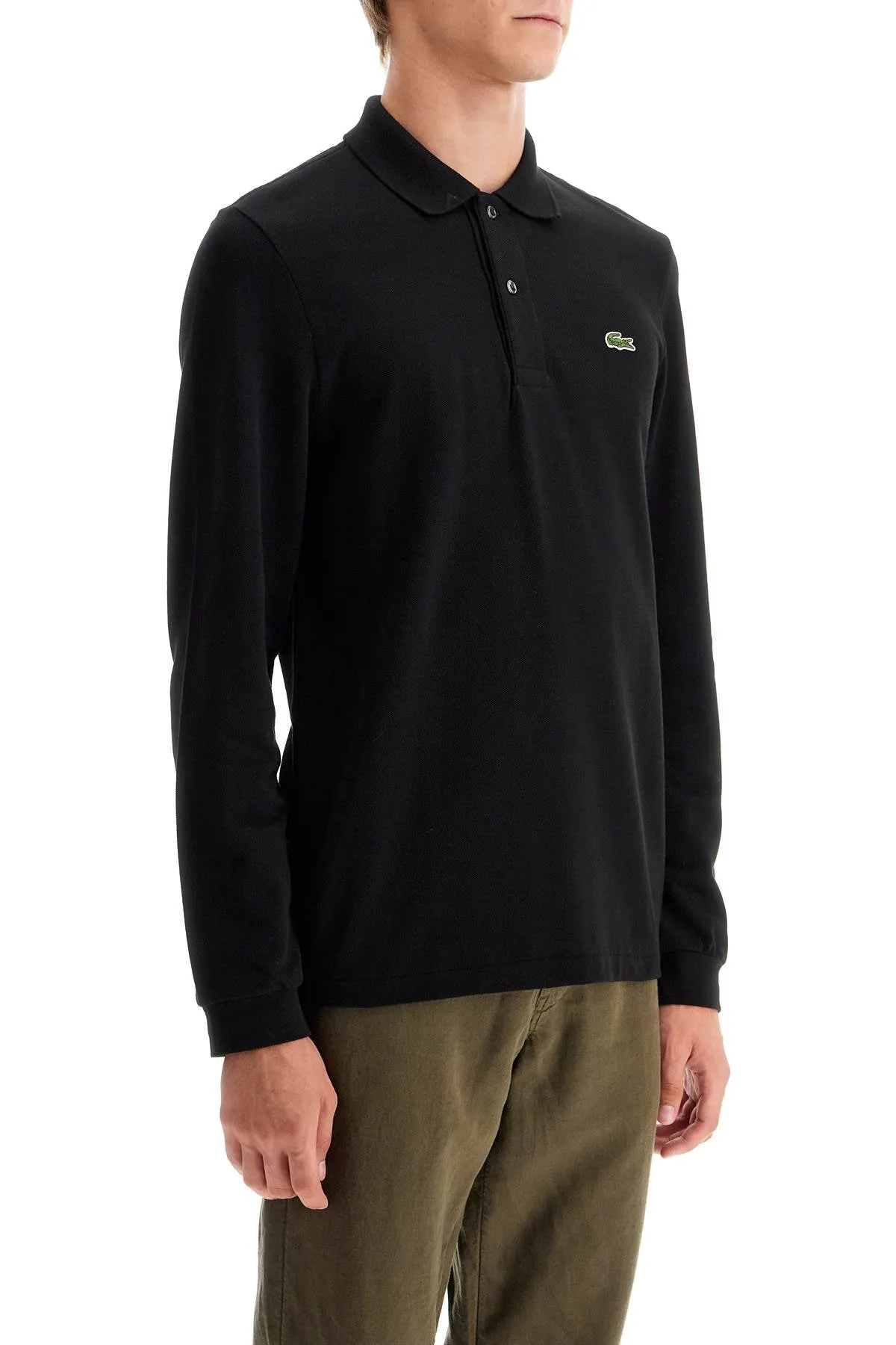 "classic fit long sleeve polo shirt L1312 BLACK