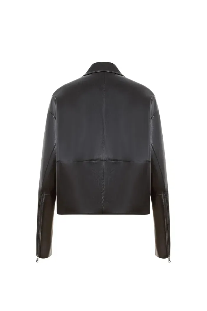 Rita Zip-Up Jacket in Faux Lambskin Leather