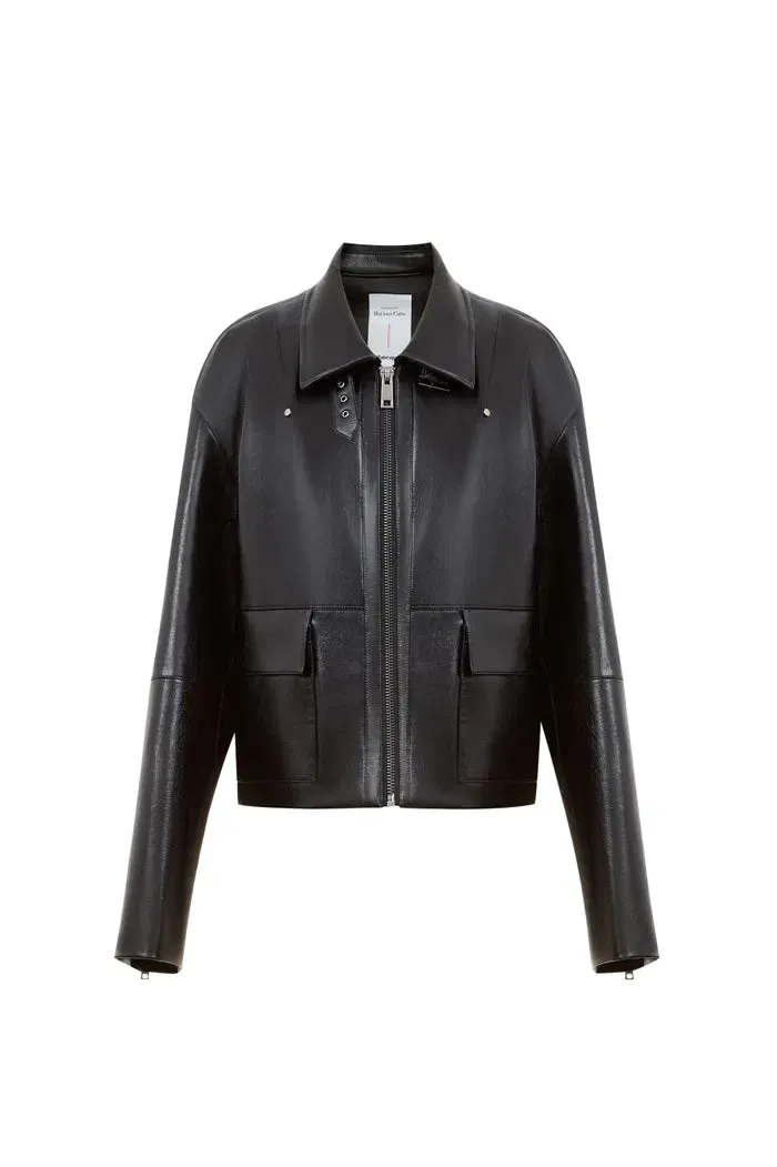 Rita Zip-Up Jacket in Faux Lambskin Leather