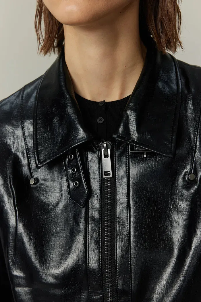 Rita Zip-Up Jacket in Faux Lambskin Leather