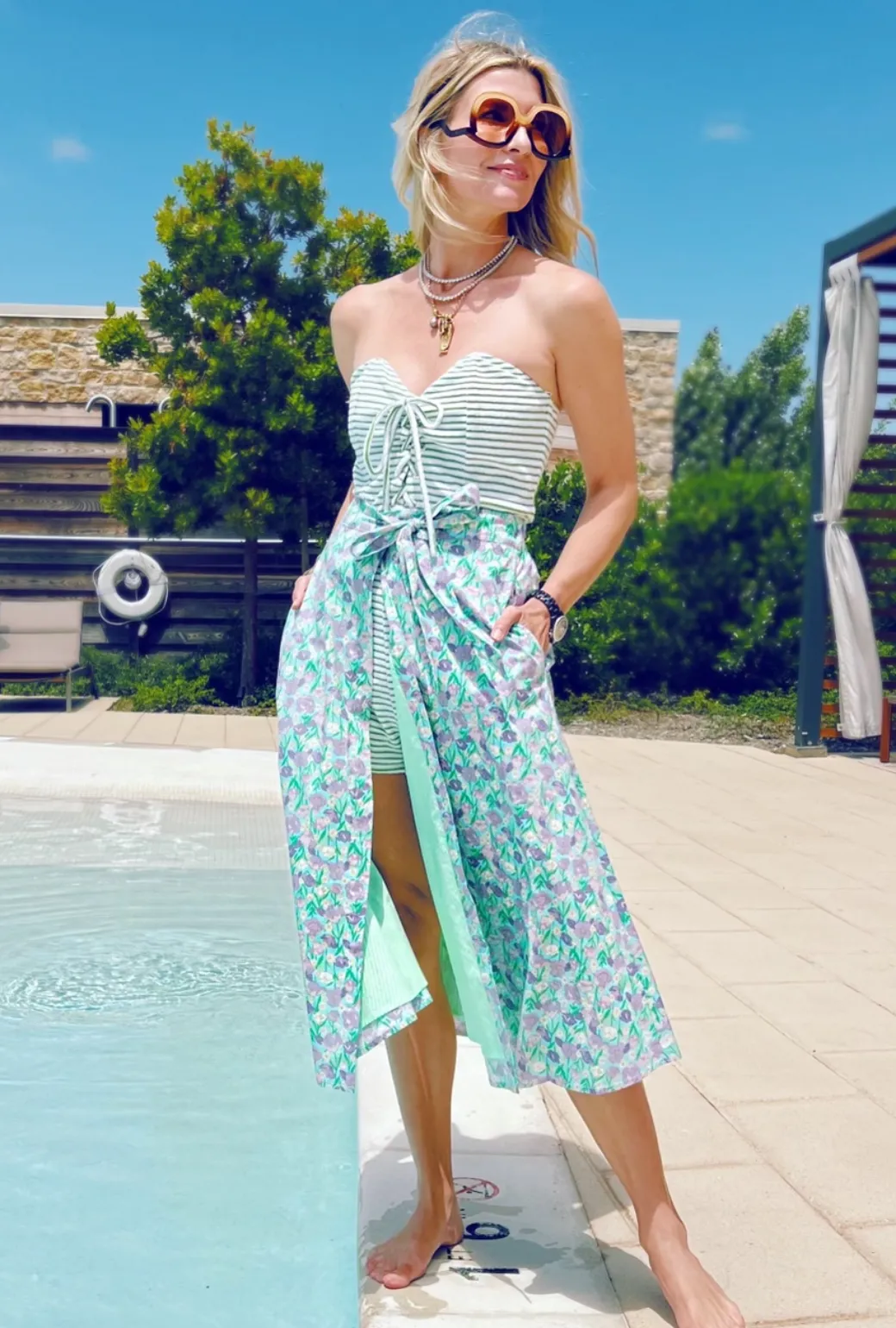 SAMPLE Poolside Wrap Skirt - Lilac Daisy