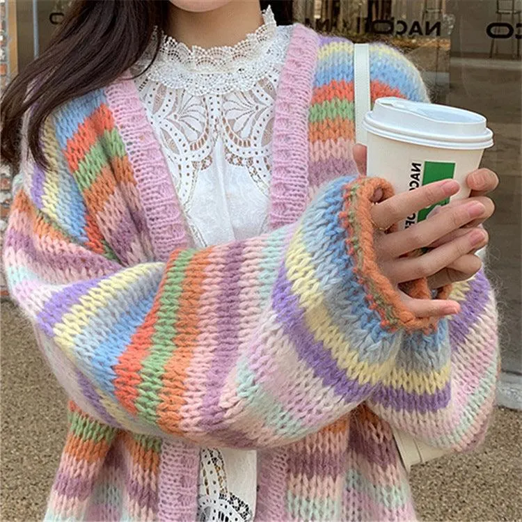 Sea Wool Knit Cardigan Long Loose And Idle