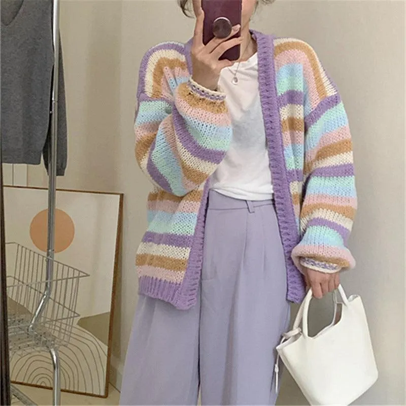 Sea Wool Knit Cardigan Long Loose And Idle