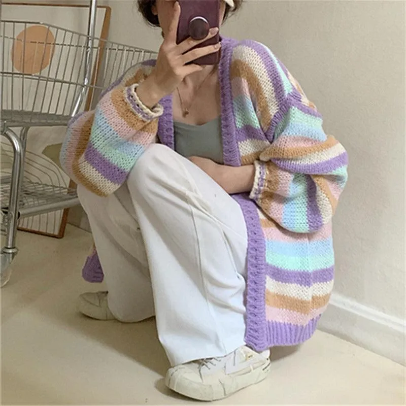 Sea Wool Knit Cardigan Long Loose And Idle