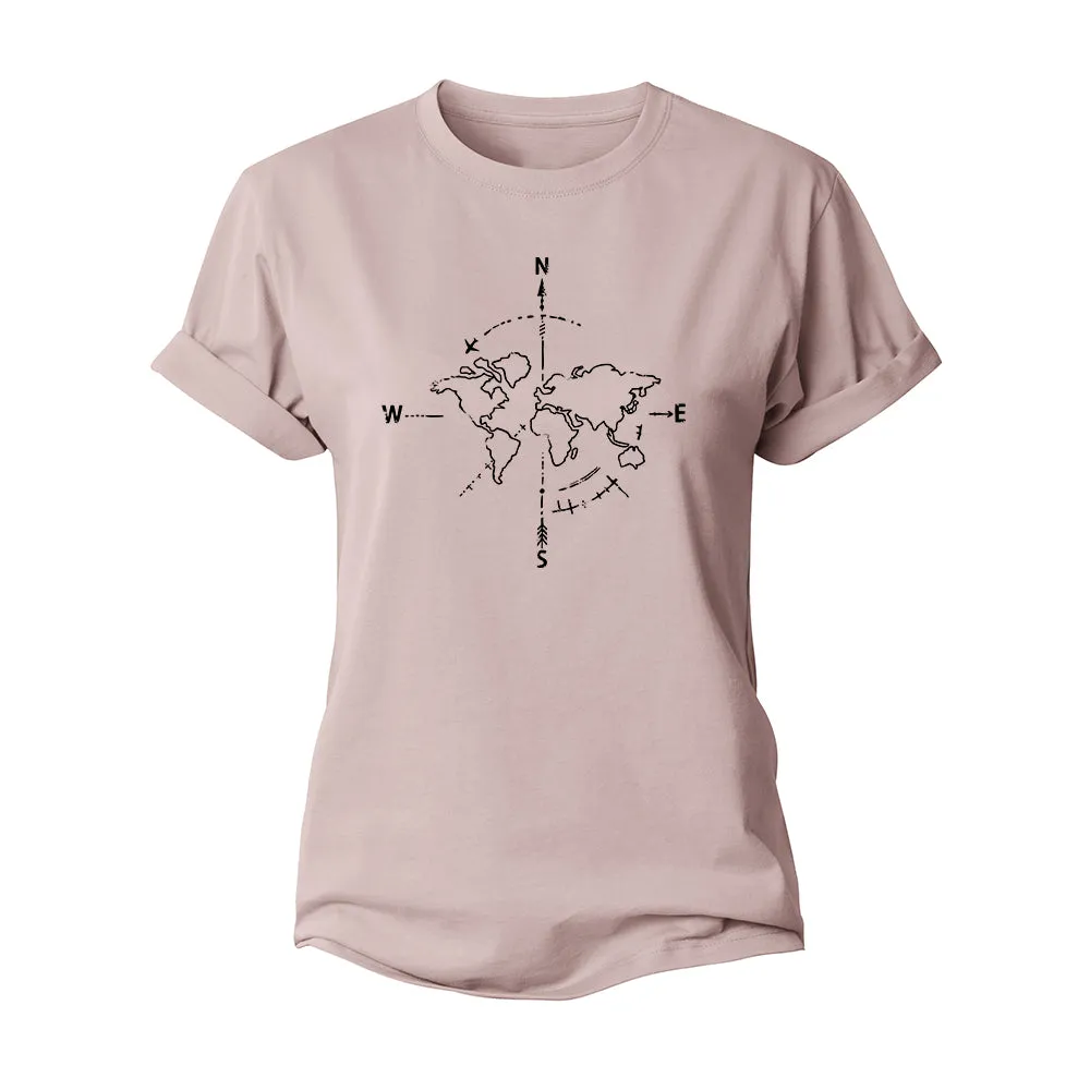 Simple Compass Map Women's Cotton T-Shirt
