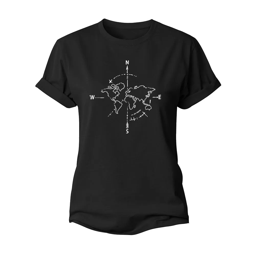 Simple Compass Map Women's Cotton T-Shirt