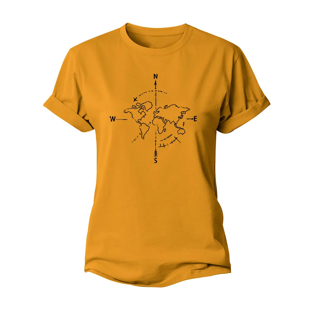 Simple Compass Map Women's Cotton T-Shirt