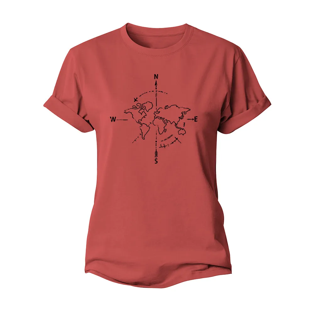 Simple Compass Map Women's Cotton T-Shirt