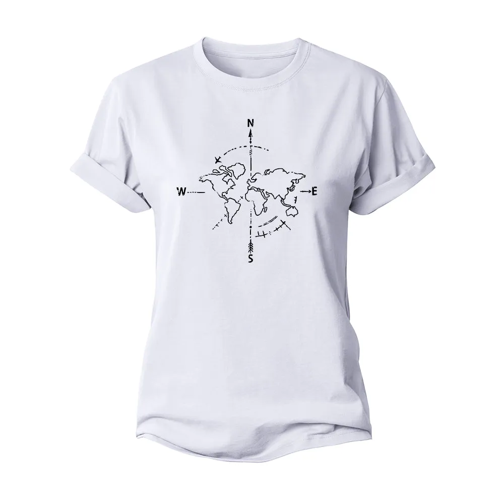 Simple Compass Map Women's Cotton T-Shirt