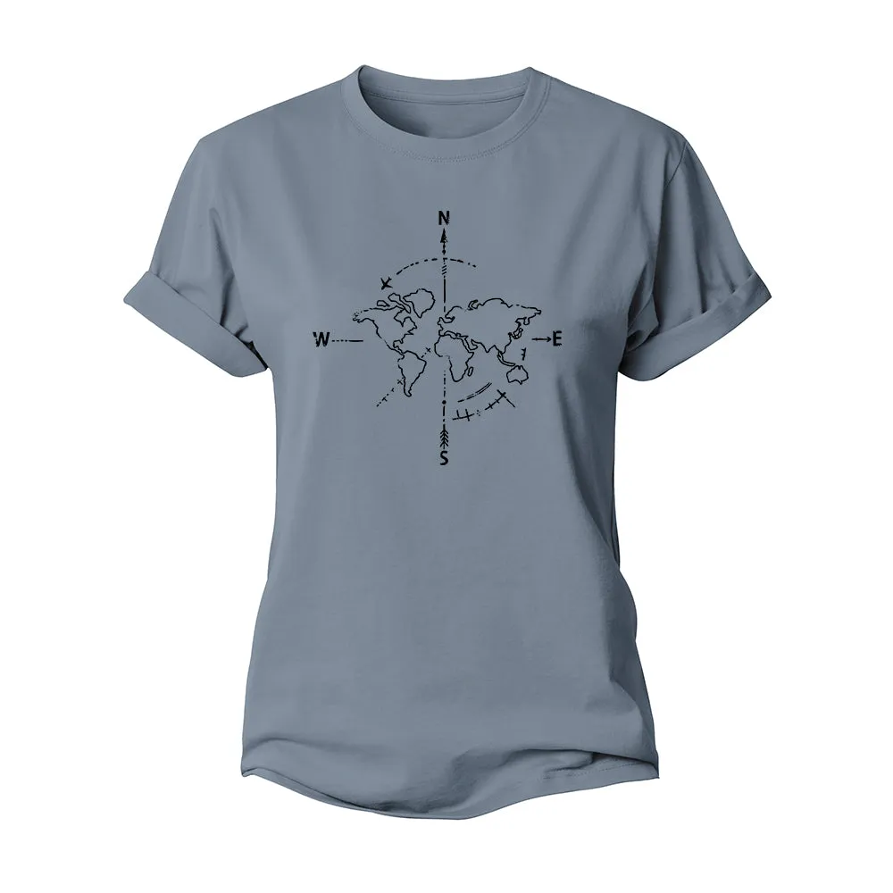 Simple Compass Map Women's Cotton T-Shirt