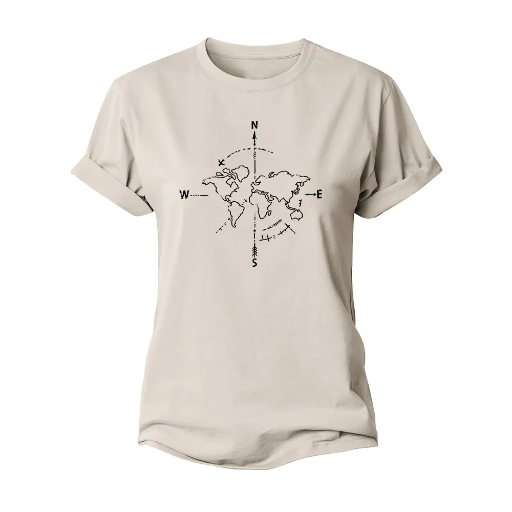 Simple Compass Map Women's Cotton T-Shirt
