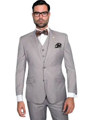 Statement Men's Wool Sliver Gray Tailored Fit Vested