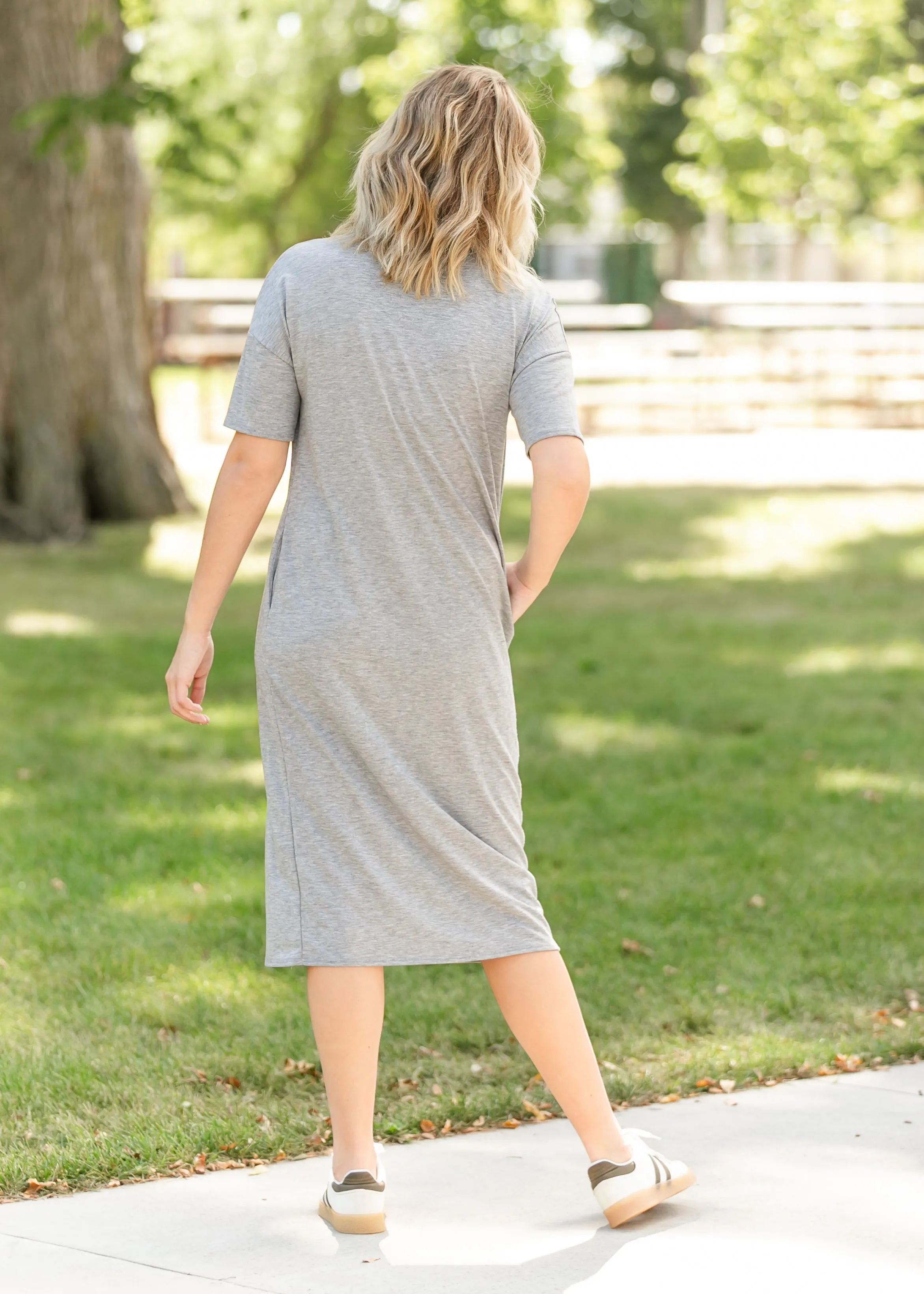 Tillie Short Sleeve Gray Midi Dress - FINAL SALE