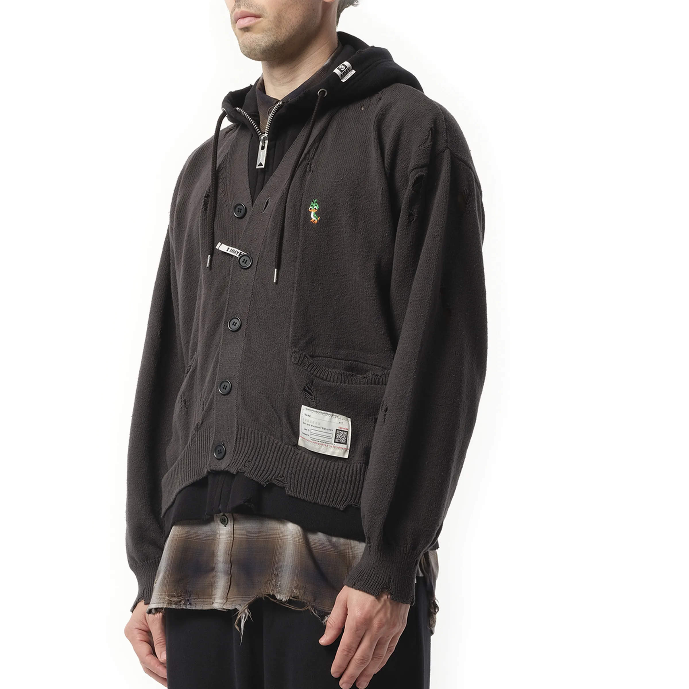 Triple Layered Knit Cardigan in Black