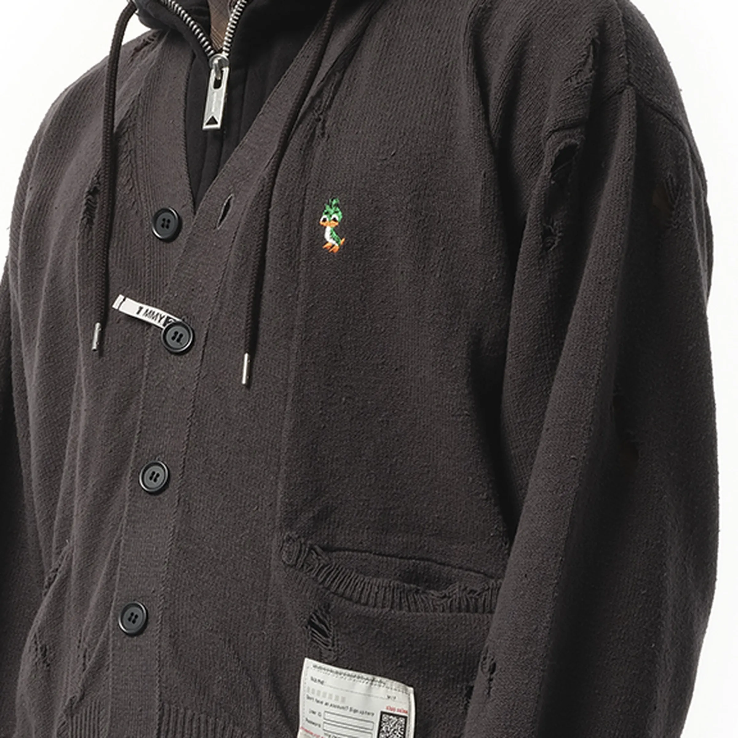 Triple Layered Knit Cardigan in Black