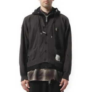 Triple Layered Knit Cardigan in Black