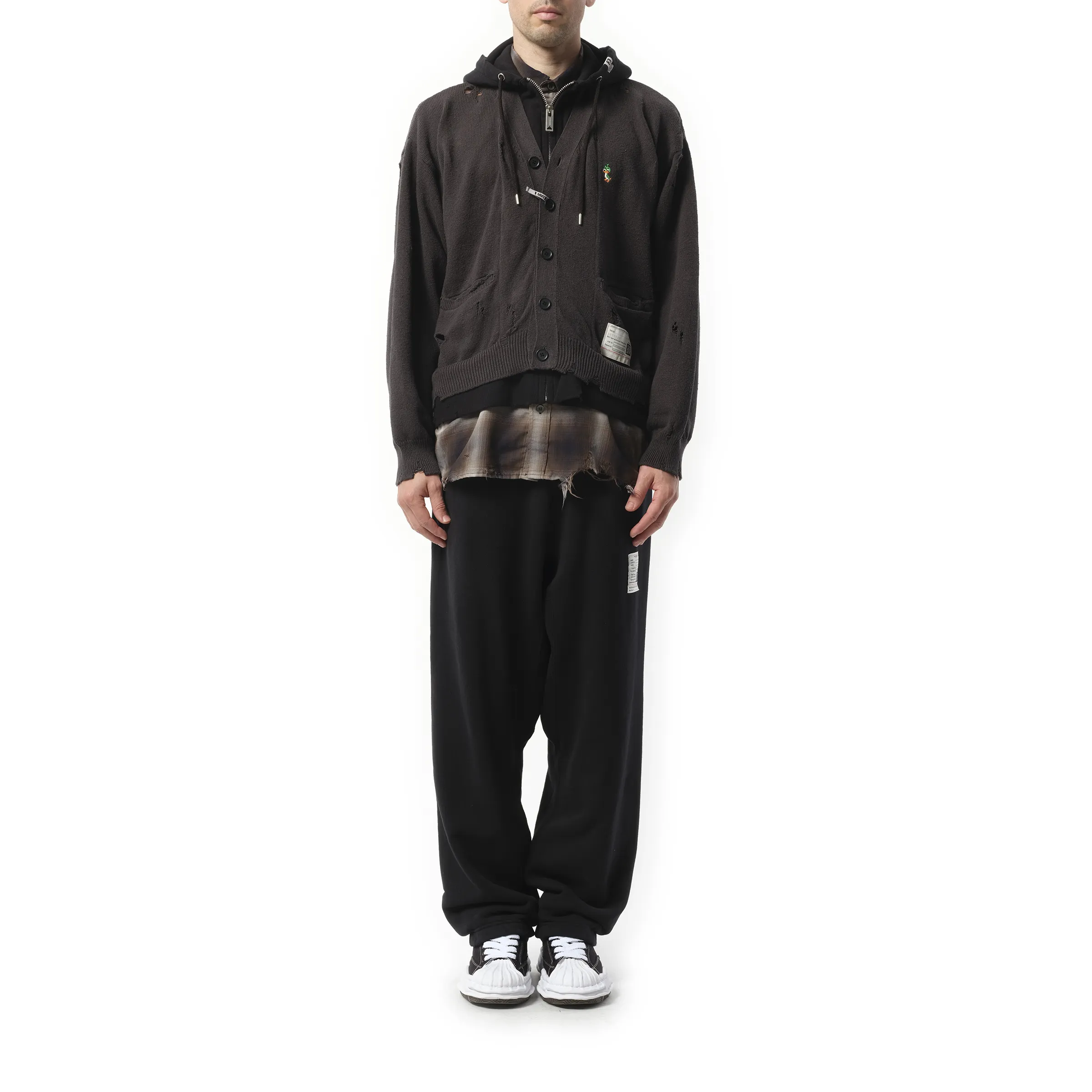 Triple Layered Knit Cardigan in Black