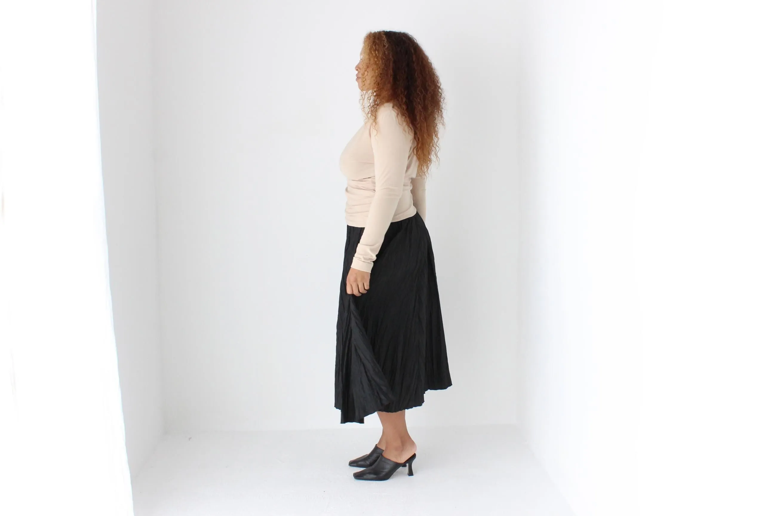 Y2K Stretch Neutral Sexy V Neck Plunge 'Wrap' Top